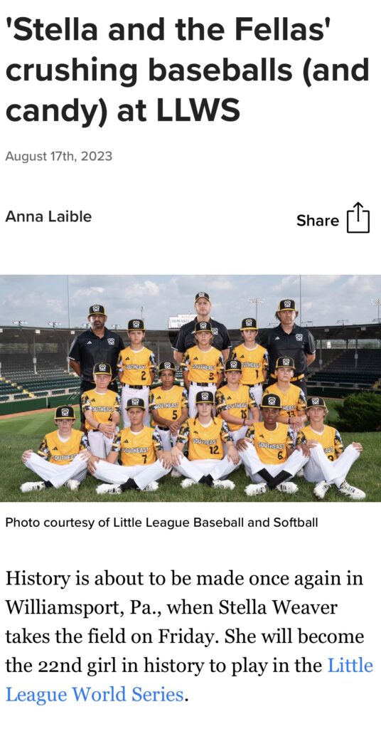 Anna Laible story on Stella Weaver for mlb.com