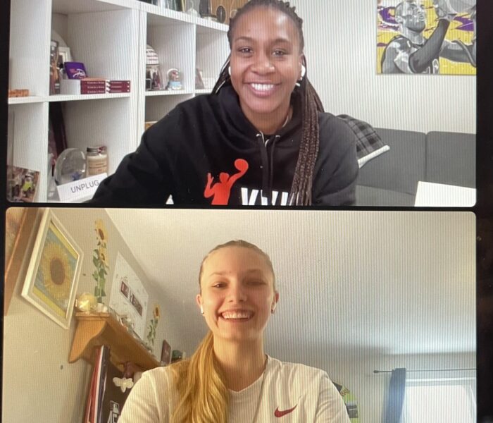 Anna Laible interviewing Tamika Catchings