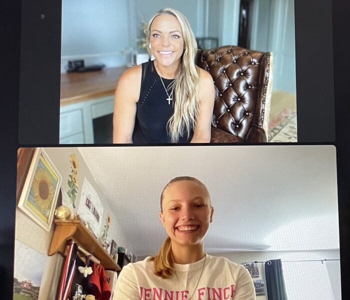 Anna Laible interviewing Jennie Finch